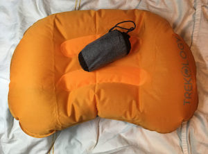 Orange inflatable travel pillow