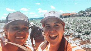 88 days of farm work - Two smiling girls taking a selfie in a field