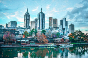Melbourne CBD - Image of skyscrapers with river in the forefront