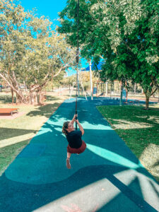 Darwin Bicentennial Park - Image of girl on a zip wire