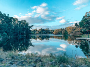 Lake Daylesford- Picturesque lake view with clouds reflecting in the waters