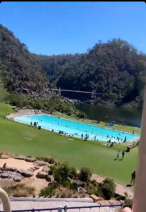 Cataract Gorge, Tasmania - Image of free swimming pool from chairlift - Lap of Tasmania