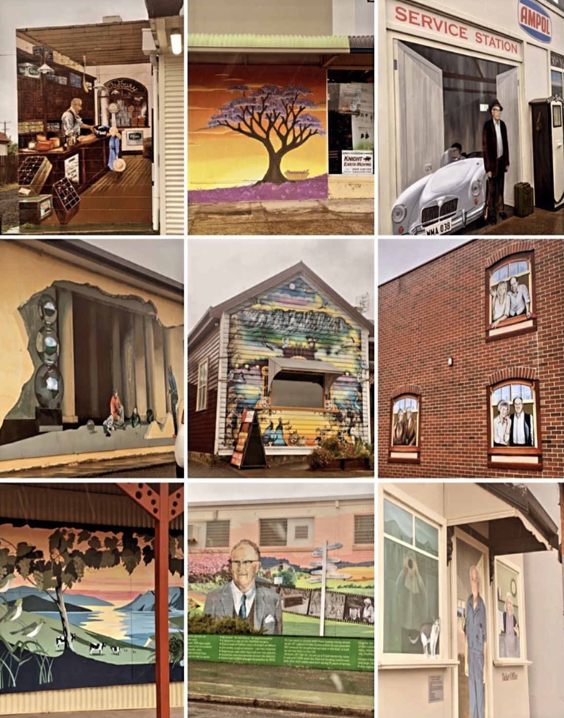 Sheffield Tasmania - Collage of mural art works - Tasmania Things To Do